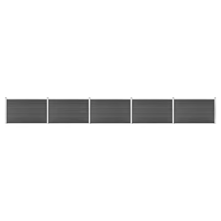 vidaXL Set de paneles de valla WPC negro 872x105 cm - 1