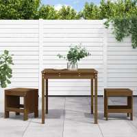 vidaXL Mesa y sillas de jardín 3 piezas madera maciza de en color Pino gris/Pino negro/Pino blanco y más | cómodas modernas ergonómicas para comedor cocina salón hogar - details 3