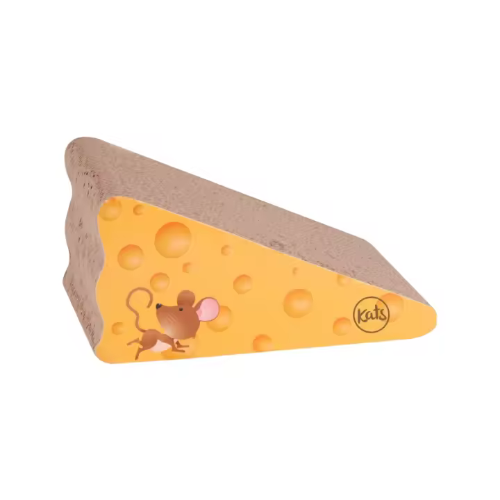 UNUSUAL- Queso rascador de cartón de sisal, arañador para gatos, 30x17x15cm, almohadilla para rascar, Rascador para Gatos de cartón con Forma de Queso, arañador para Mascotas, afilador de uñas reciclable - 1