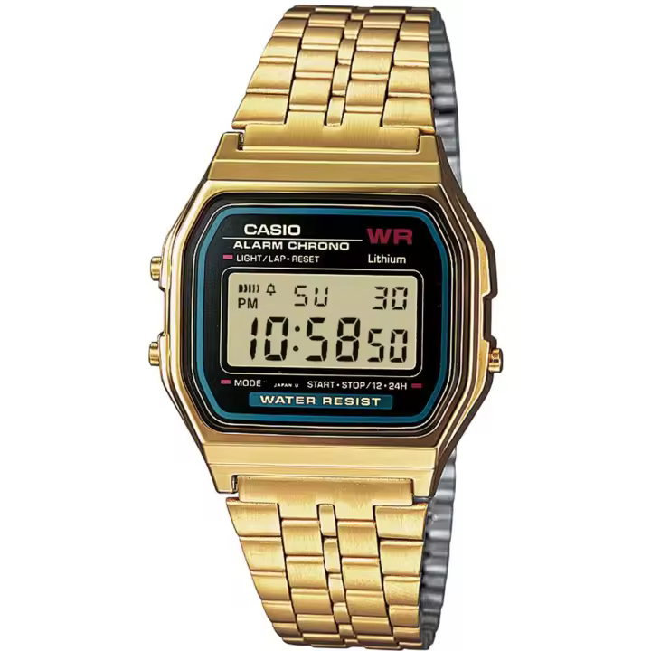 Reloj Casio A159WGEA-1EF Resina correa color: Oro Amarillo Dial LCD Digital Unisex - 1