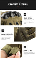 Guantes Motociclista Completo Dedos Antideslizante Militar Guantes Deportivos Al Aire Libre Protector Unisex Talla M L XL Colores Negro Verde Marrón - details 6