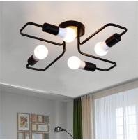 Lámpara De Techo Semi-Aplicada Vintage Negra De Hierro Fundido Estilo Nórdico Minimalista Con 4 Luces Para Hogar Y Barns - details 0