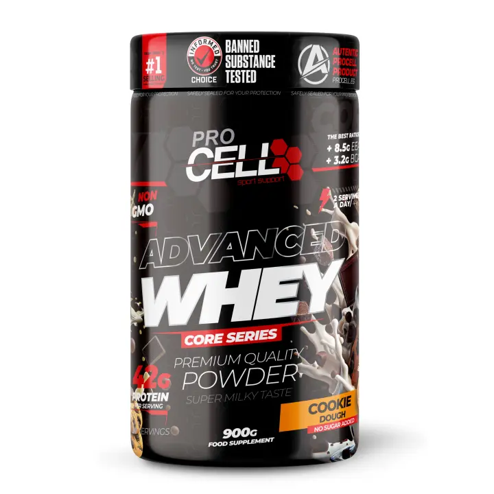 Proteina Concentrada - Whey Core 900gr Cookie Dough ( toppings cookie) Procell Sport - Suplemento Deportivo Alto en Proteína y  Bajo  en Carbohidratos - 1