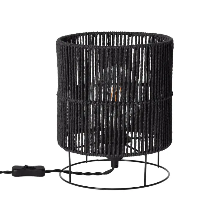 Ledkia Lámpara de Mesa de Papel Trenzado Khalo Negro - 1