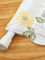 Cortina De Ventana Corta Con Bordado Floral Amarillo Estilo Rustico Para Balcón Y Fiesta Decoración De Ventana Translúcida De Poliéster 100% - details 5