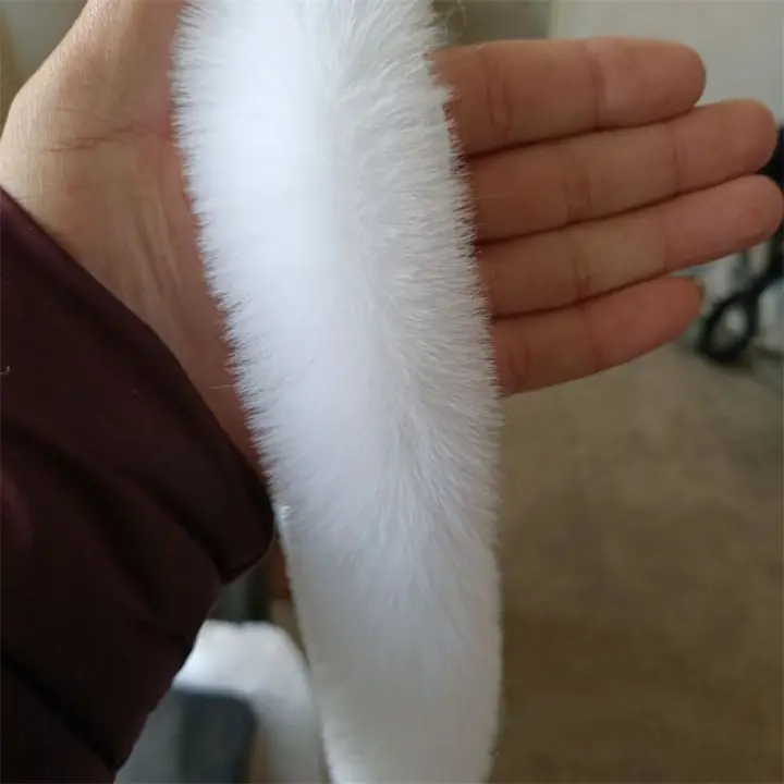 Cinta De Peluche De Conejo Falso 100cm Ribete Fuzzy Para Costura Y Manualidades Cuello De Bufanda Para Mujer Tamaño 5cm*100cm - 1