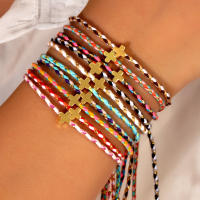Pulsera De Mujer Bohemia Con Cordón De Algodón Y Plata De Oro 18K En Cobre Moda Y Joyería Colores Variados - details 1
