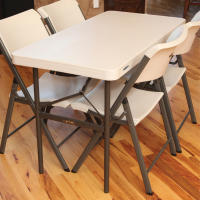 Mesa patas plegables rectangular crema Lifetime 122x61x74 cm - details 4