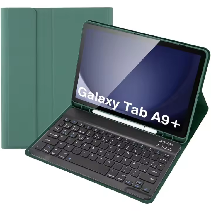 FGNS Funda con Teclado para Samsung Galaxy Tab A9+ 11'', Teclado Español Ñ Bluetooth Inalámbrico Desmontable con Funda y Portalápices para Samsung Galaxy Tab A9Plus 11 Pulgadas 2023(SM-X210/X216/X218), - 1