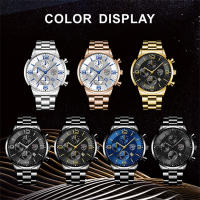 Reloj De Negocios De Lujo Para Hombre Reloj De Pulsera Cuarzo Con Línea De Tiempo Calendario Y Manos Luminosas Material De Correa De Cuero - details 4