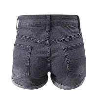 CA Pantalones cortos vaqueros retro de alta gama, elásticos, ajustados, con borlas rasgadas para mujer - details 5