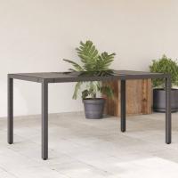 vidaXL Mesa de jardín superficie de vidrio ratán PE 150x90x75 cm en color Negro/Beige/Gris y más | estructura resistente ideal para salón dormitorio o estudio - details 0