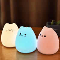 Lámpara Nocturna De Gato Colorido En Silicona Para Niños Decoración Creativa Para El Escritorio Del Dormitorio Luz De Toque Con Sensor Regalo Festivo - details 0