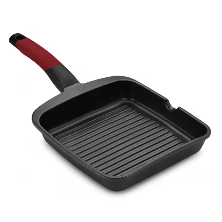 Bra - Grill con Rayas Premiere, De 22 a 28 cm, Aluminio Fundido, Revestimiento Antiadherente, Mango Ergonómico Silicona, Apto Inducción - 1