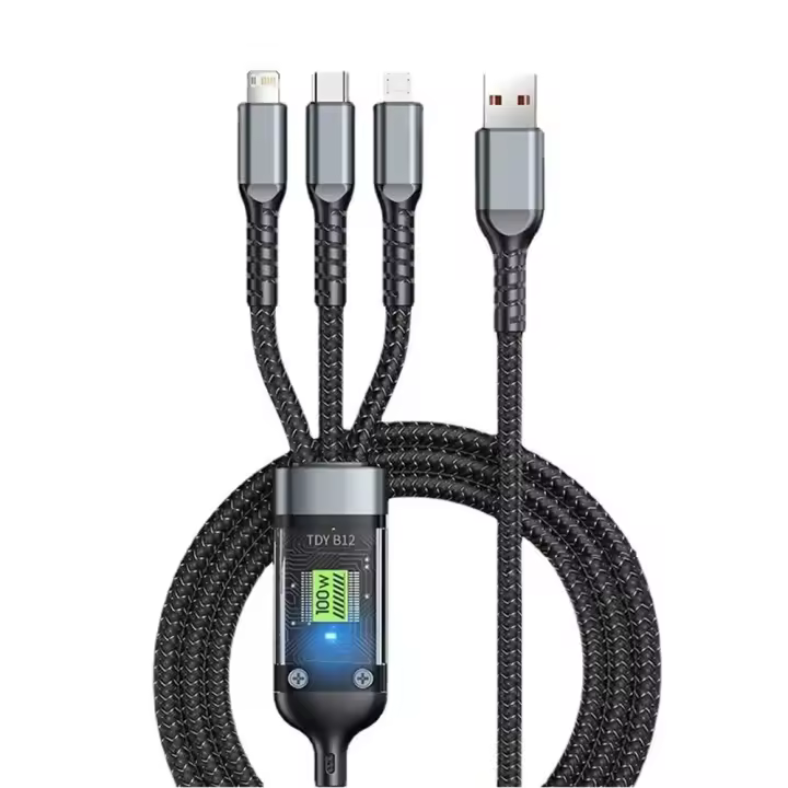 Cable De Carga Rápida 3 En 1 100W USB a Tipo-C Micro Compatible Con iPhone 14 13 12 11 Samsung S23 Xiaomi Huawei Cargador PD Para Móviles - 1