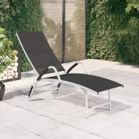 vidaXL Tumbona de textilene y aluminio Negro, Crema, Taupé Sillas de Exterior Ideal para jardín, playa, piscina, terraza Tumbona Piscina Tumbonas Playa Tumbonas Jardín Exterior - details 2