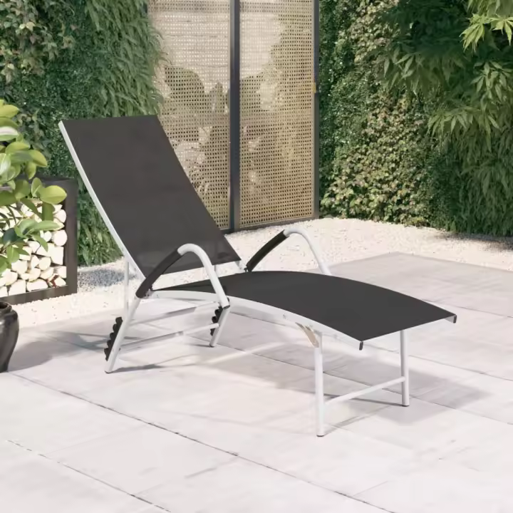 vidaXL Tumbona de textilene y aluminio Negro, Crema, Taupé Sillas de Exterior Ideal para jardín, playa, piscina, terraza Tumbona Piscina Tumbonas Playa Tumbonas Jardín Exterior - 1