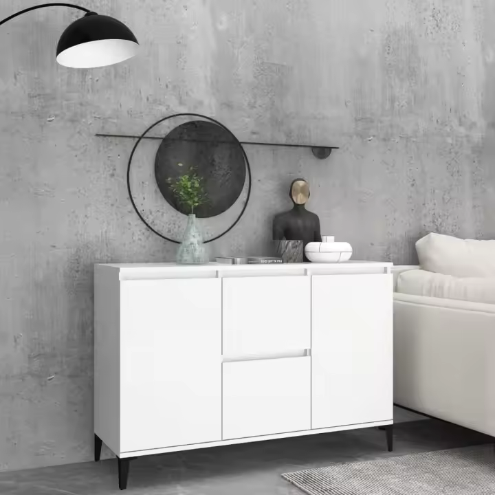 vidaXL Aparador de madera contrachapada blanco 104x35x70 cm - 1
