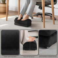HOMCOM Reposapiés de Oficina Reposapiés con Relleno de Espuma y Almohadillas Antideslizantes para Estudio Hogar Negro - details 1