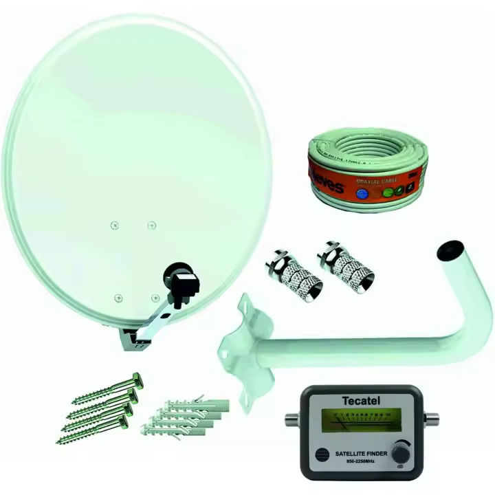 Kit Antena parabólica 60cm Tecnovoz + Soporte Pared + Rollo 20m + LNB Universal (Sat) - 1