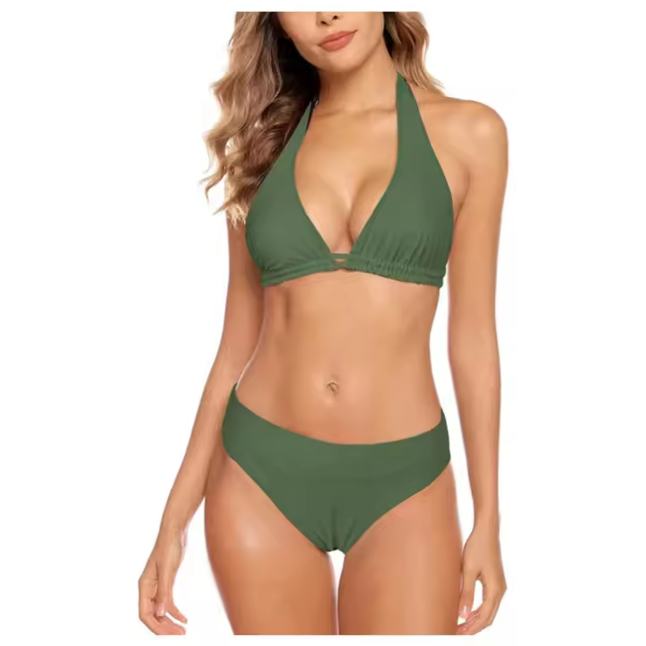 Bikini Mujer Conjuntos Brasileño Sexy Tanga Mujer Playa Ropa de Baño Traje de Baño Sexy Bañador de Baño, verde, Talla L - 1