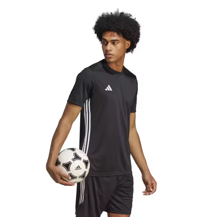 ADIDAS Camiseta Hombre Manga Corta Color Negro 3 Bandas - Colección Tabela - Cuello Redondo  T-Shirt Color Negro Transpirable Aeroredy para Deportistas - Adidas Sport - Padel, Tenis, Fútbol, Running, Multideporte - 1