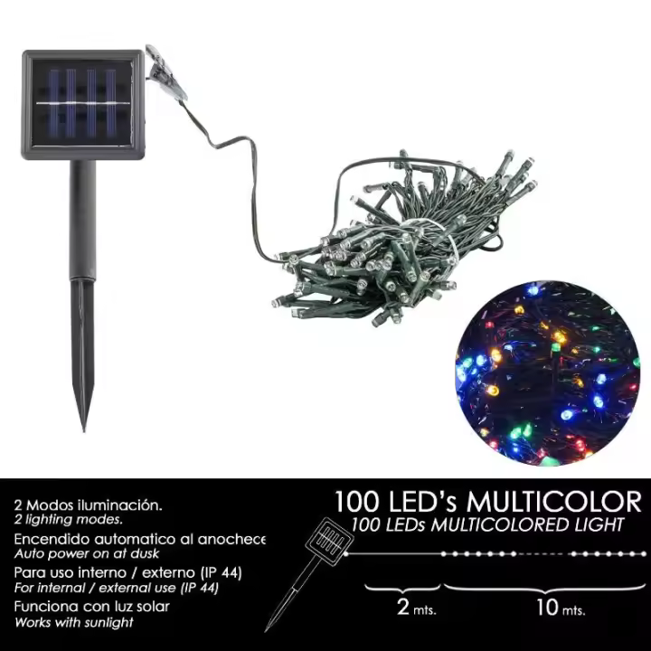 Luces navidad solar 100 leds multicolor interior / exterior (ip44) - 1