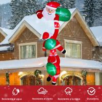 Inflable De Navidad 2.4M Tres Clausulas Subiendo Con Luz Interior De LED Decoración De Jardín Exterior Propiedades Navideñas De Tela - details 5