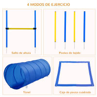 PawHut Set de Entrenamiento de Agilidad para Perros Obstáculos de Salto con Altura Ajustable Túnel para Perros y Bolsa de Transporte Azul y Amarillo - details 3