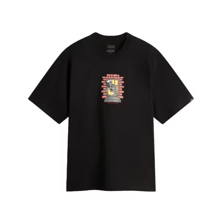 Camiseta Negra Vans Skull Reaper Window Black Corte Olgado Y Cuello Redondo - 1