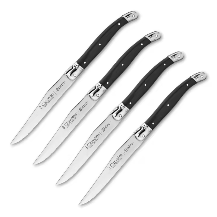 3 Claveles Bistro - Set de 4 Cuchillos Chuleteros 11.5 cm en Acero Inoxidable - 1