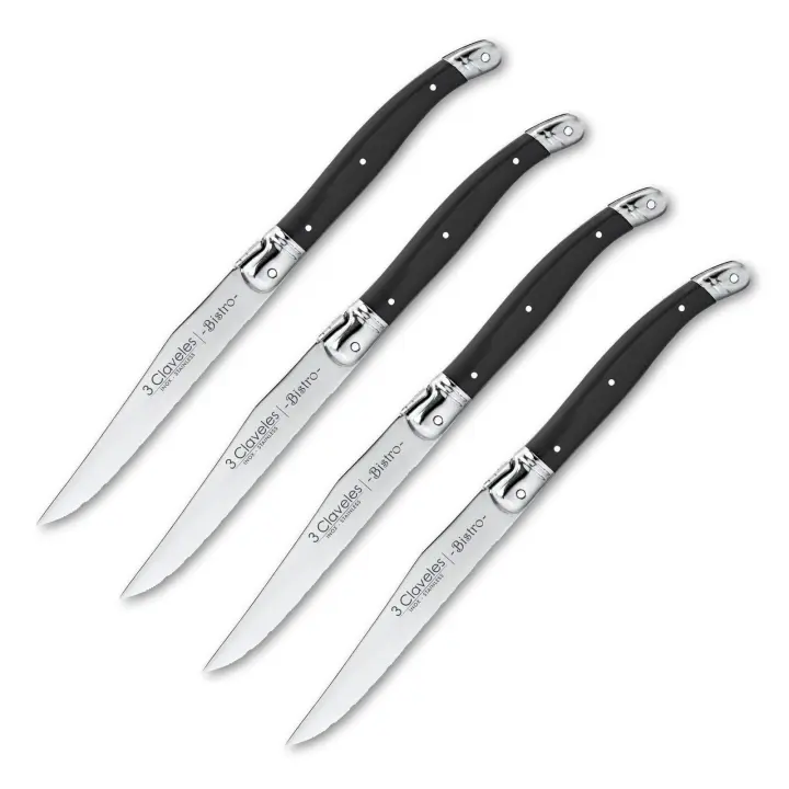 3 Claveles Bistro - Set de 4 Cuchillos Chuleteros 11.5 cm en Acero Inoxidable - 1