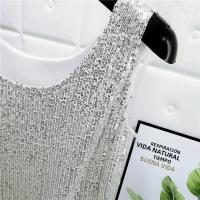 Chaleco De Noche Con Lentejuelas Para Mujer Estilo De Calle Blanca Brillante Poliéster Talla Regular Top De Verano 2022 - details 38