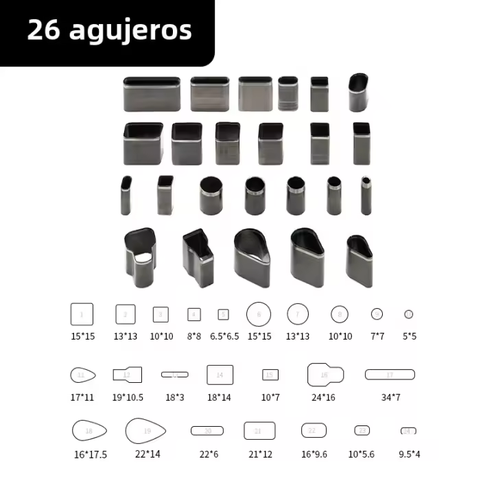 Herramienta De Perforación Hollow WUTA Cortador De Malla Para Cuero Kit De Moldes De Corte De Perforación De Cuero 26/39/52/55 - 1