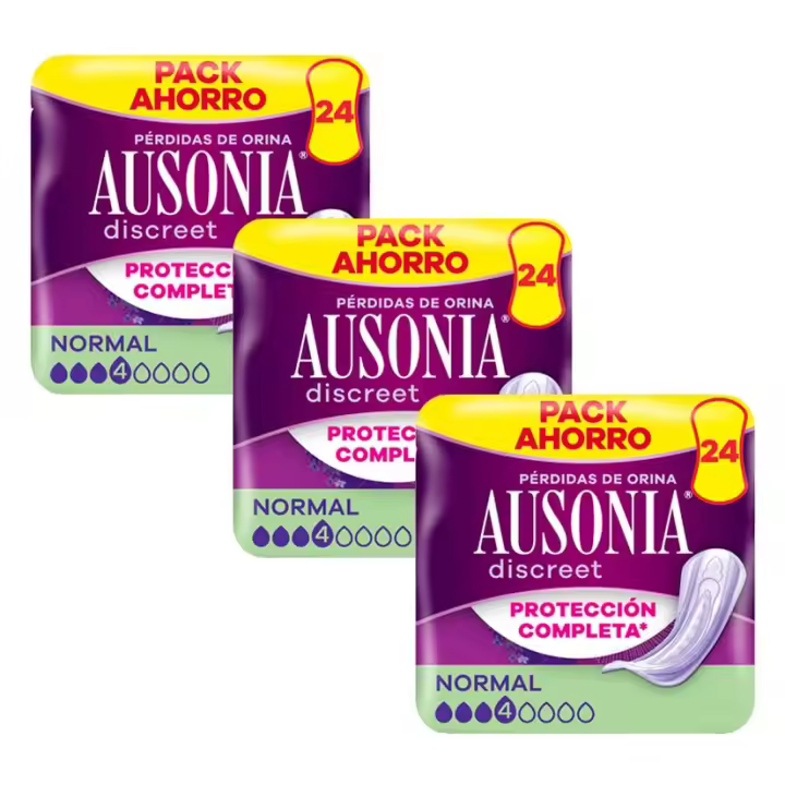 Ausonia Discreet Compresas Para Pérdidas De Orina Para Mujer Normal,  Protección Completa*. Discreción Increíble 3X24 Unidades - 1