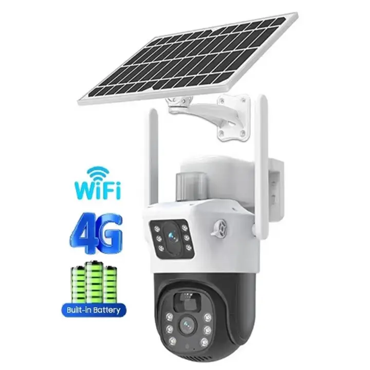Cámara Solar 4G LTE de Tarjeta SIM, Cámara de videovigilancia PTZ de doble lente 4K y 8MP para exteriores, tarjeta Sim, Cámara de Seguridad Exterior Batería Recargable, Energía Solar Audio Bidireccional, Detección de Movimiento, Intemperie IP67 - 1