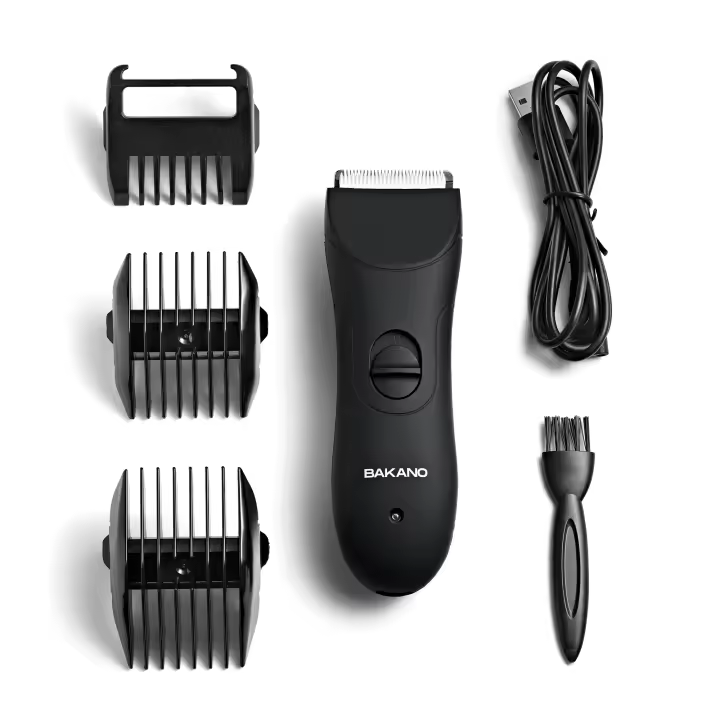 Recortadora Bakano Selex afeitado masculino, recorte de cuerpo y partes íntimas, corte de pelo y barba, resistente al agua, recargable, cuchilla protección skinsafe - 1