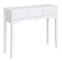 HOMCOM Mesa Consola de Madera Mueble Recibidor de Entrada con 3 Cajones para Salón Pasillo Carga 45 kg 100x32x85 cm Blanco - details 0
