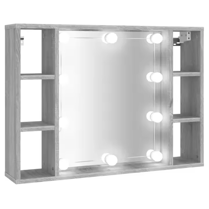 Mueble con Espejo y LED color gris Sonoma 76x15x55 cm - 1