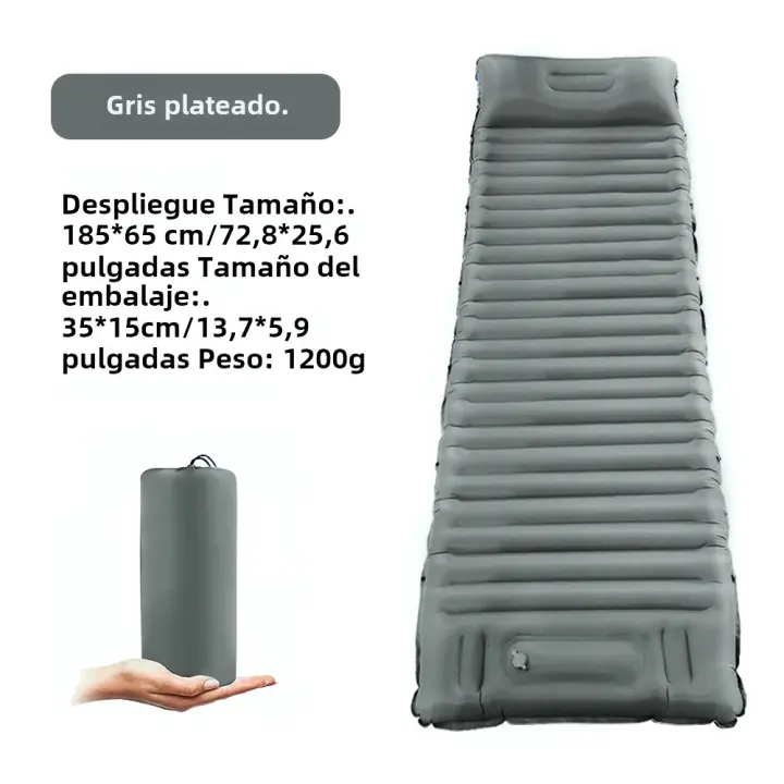 Colchón Inflable Ultraligero Para Acampar Con Almohada Y Bomba Integrada Tapete De Viaje Para Dormir Al Aire Libre - 1