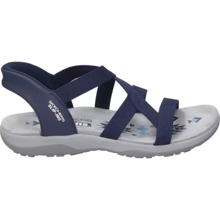 SKECHERS | Sandalias Skechers Slip Ins Reggae Slim Stretch Flex para Mujer – Sandalias con Tiras en Color Azul Marino – Sandalia sin Cierre – Slip Ins – Apto para Lavadora – Vegan – Cómodas y Versátiles – Modelo 163460-NVY - 1