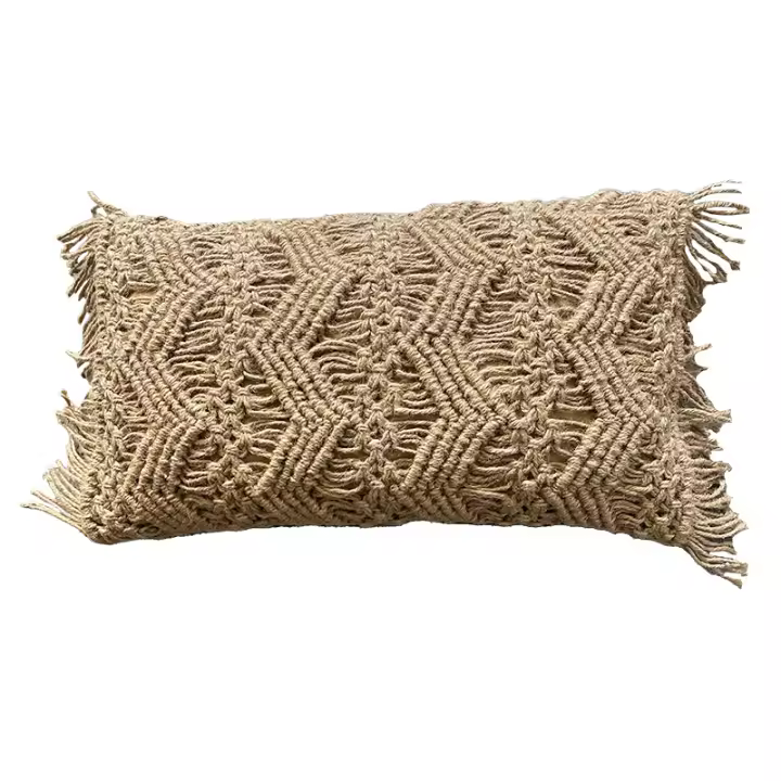 MEVAK LIVING Funda de Cojín de Macramé con Fibra de Yute 100% Natural - Modelo Yura Petite - 1