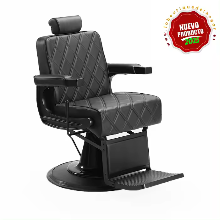 Sillón Barbero hidráulico reclinable y giratorio con reposabrazos Modelo LBH Gon Black - 1