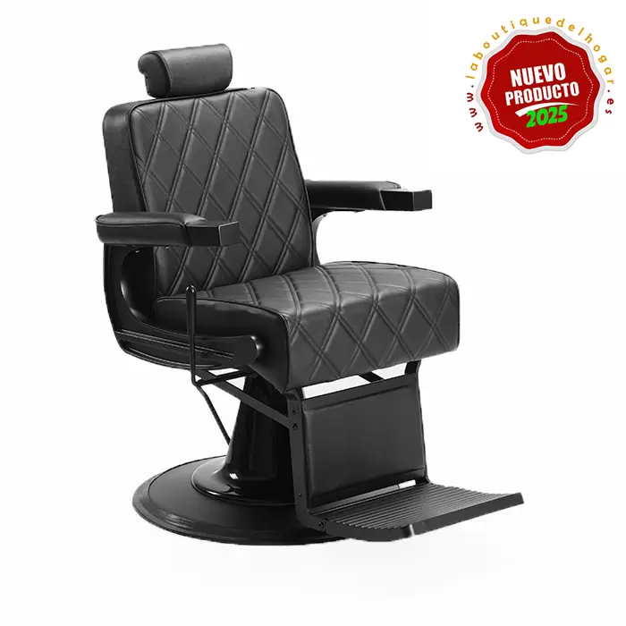 Sillón Barbero hidráulico reclinable y giratorio con reposabrazos Modelo LBH Gon Black - 1
