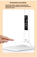 Lámpara De Mesa LED Plegable Protección Ocular Para Lectura 3 Colores Regulables Sin Salto Tiempo Fecha Temperatura Carga USB Luz Nocturna Táctil - details 10