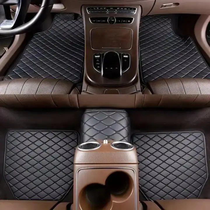 Alfombrillas de cuero impermeables para el suelo del coche, 5 piezas, Protector Universal para el pie del automóvil, accesorios para el Interior de la alfombra - 1