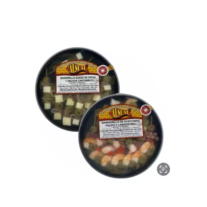 2Uds. Gildas Artesanas Alsual. Pulpo y Langostino / Queso con Anchoa del Cantábrico - 1