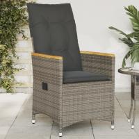 vidaXL Sillón reclinable de jardín con cojines ratán sintético en color Gris/Negro y crema | acolchados duraderos para sofás de jardín terraza exterior - details 0