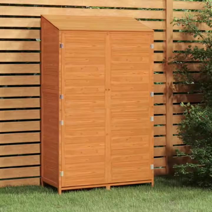 vidaXL COBERTIZO DE JARDÍN MADERA MACIZA ABETO MARRÓN 102X52X174,5CM - 1