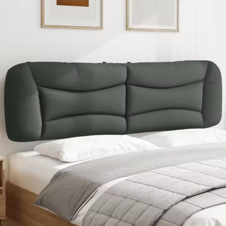 Cabecero de cama acolchado tela gris oscuro 180 cm - 1